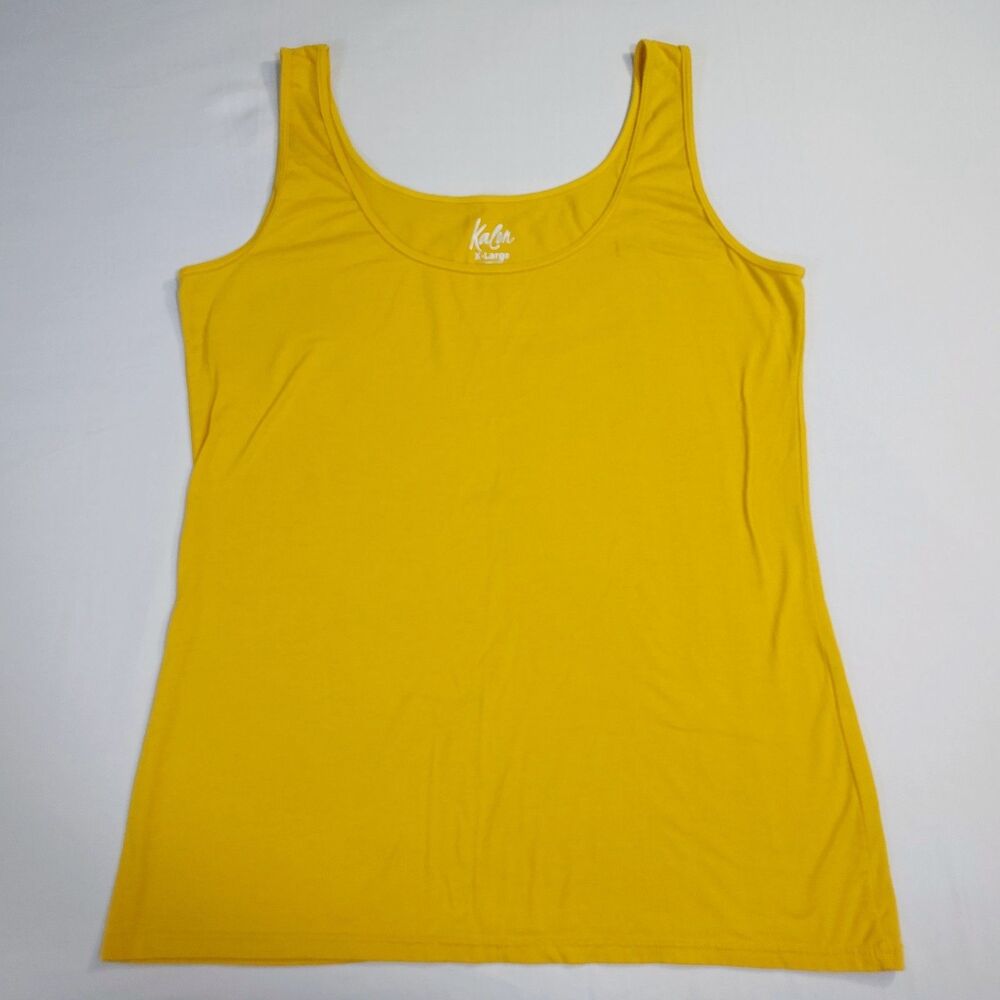 Kalon Scoop Neck Tank Top Base Layer Mustard Yellow Minimalist Sz XL